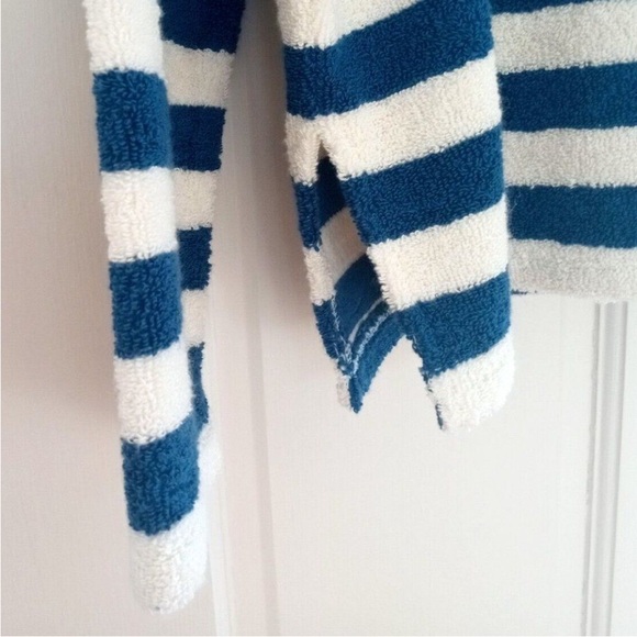 EUC Madewell MWL blue and ivory terry cloth long sleeve top worn once-size M - Picture 2 of 7